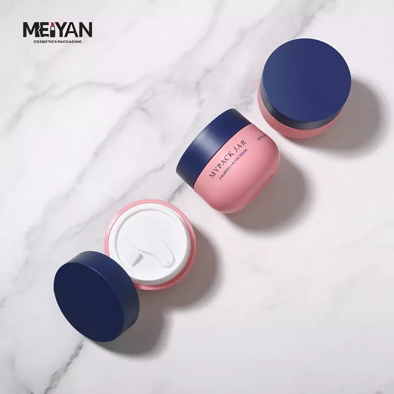 MYPACK custom matte pink pp plastic round thick wall empty cosmetic cream jar 50g with lids