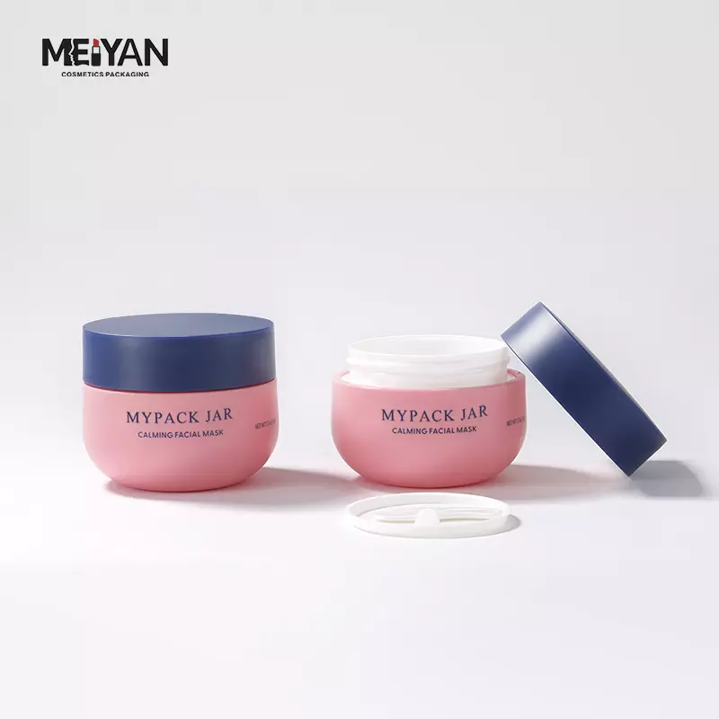 MYPACK custom matte pink pp plastic round thick wall empty cosmetic cream jar 50g with lids