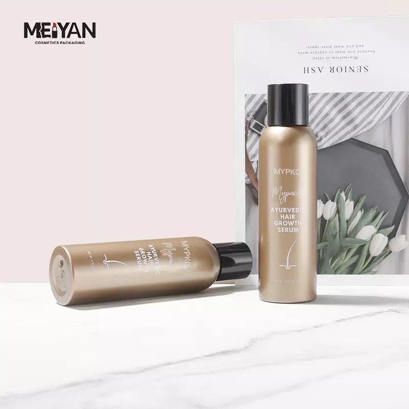 MYPACK round matte gold 100ml pet plastic bottle spray customized cosmetic bottles with sprayer