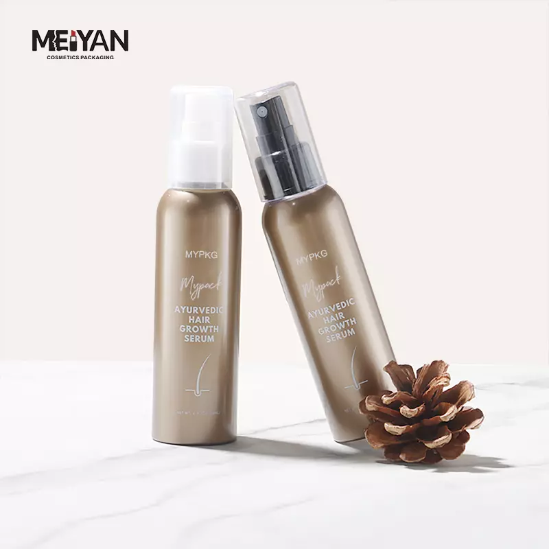 MYPACK round matte gold 100ml pet plastic bottle spray customized cosmetic bottles with sprayer