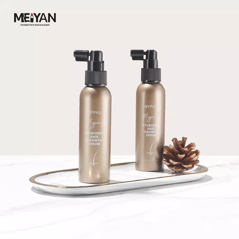 MYPACK round matte gold 100ml pet plastic bottle spray customized cosmetic bottles with sprayer