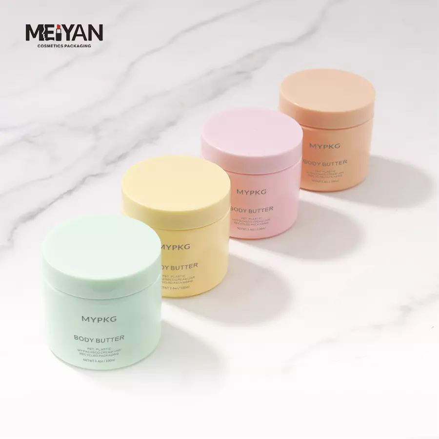 MYPACK customized matte white pet plastic round facial mask skincare cosmetic cream jar with lid 30g 60g 120g