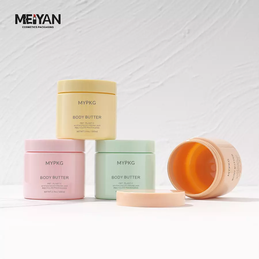 MYPACK customized matte white pet plastic round facial mask skincare cosmetic cream jar with lid 30g 60g 120g