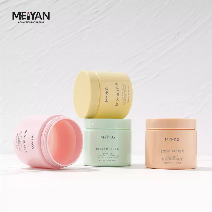 MYPACK customized matte white pet plastic round facial mask skincare cosmetic cream jar with lid 30g 60g 120g