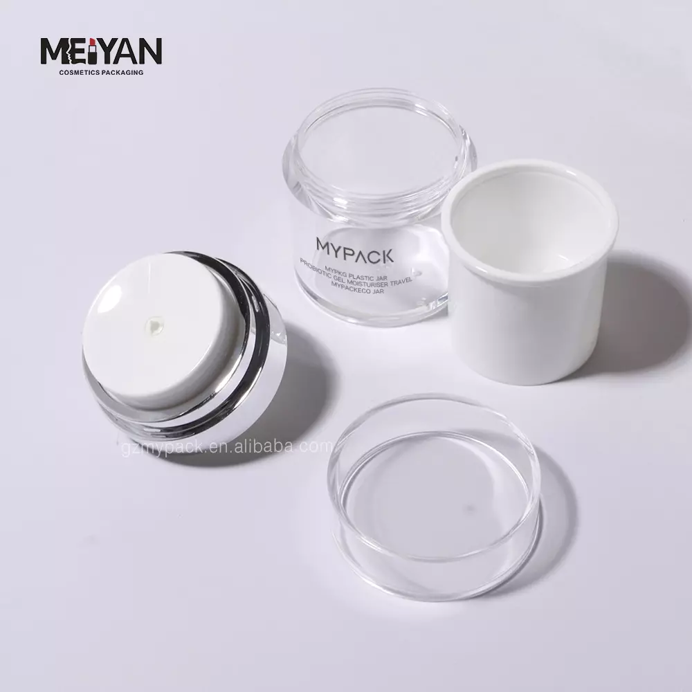 MYPACK luxury empty round clear airless acrylic jars for facial cream lotion cosmetic jar 30ml 50ml