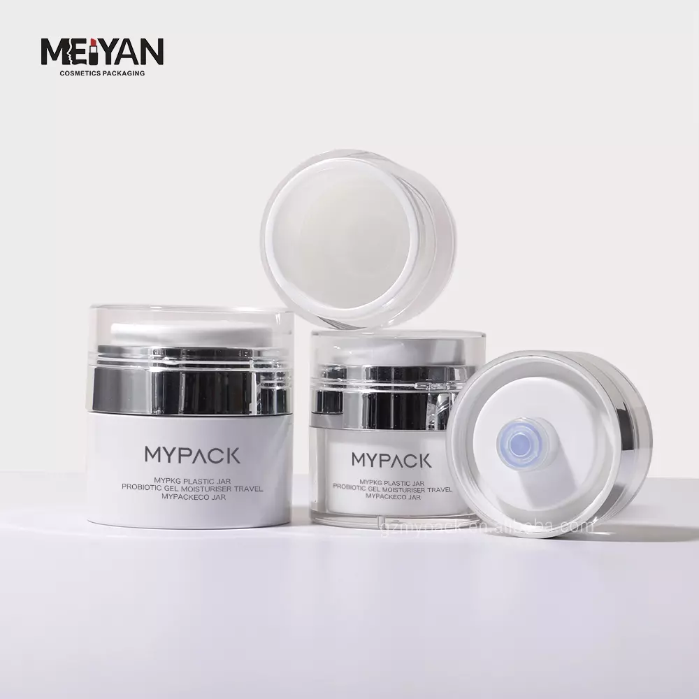 MYPACK luxury empty round clear airless acrylic jars for facial cream lotion cosmetic jar 30ml 50ml