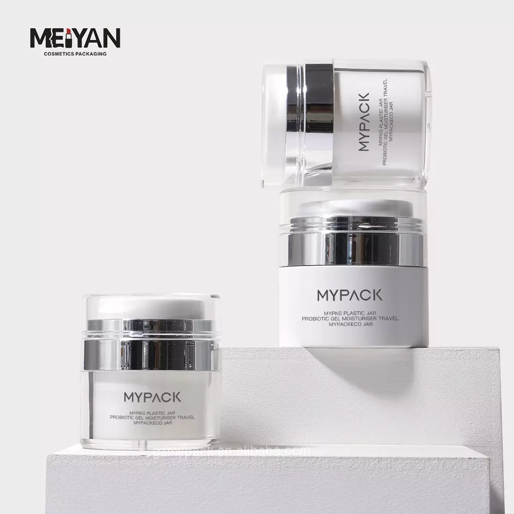 MYPACK luxury empty round clear airless acrylic jars for facial cream lotion cosmetic jar 30ml 50ml