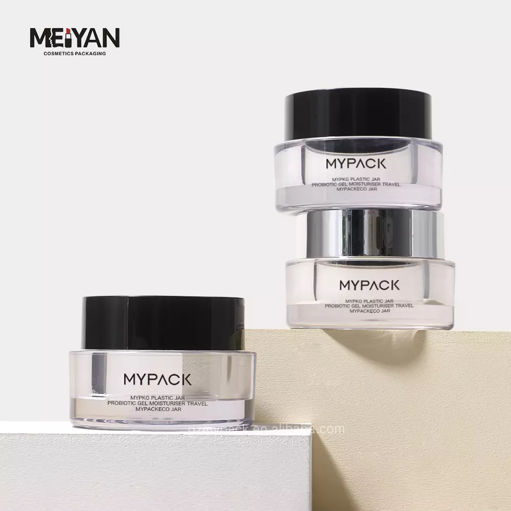 MYPACK custom empty double wall clear skincare round cosmetic acrylic cream jar container 50ml