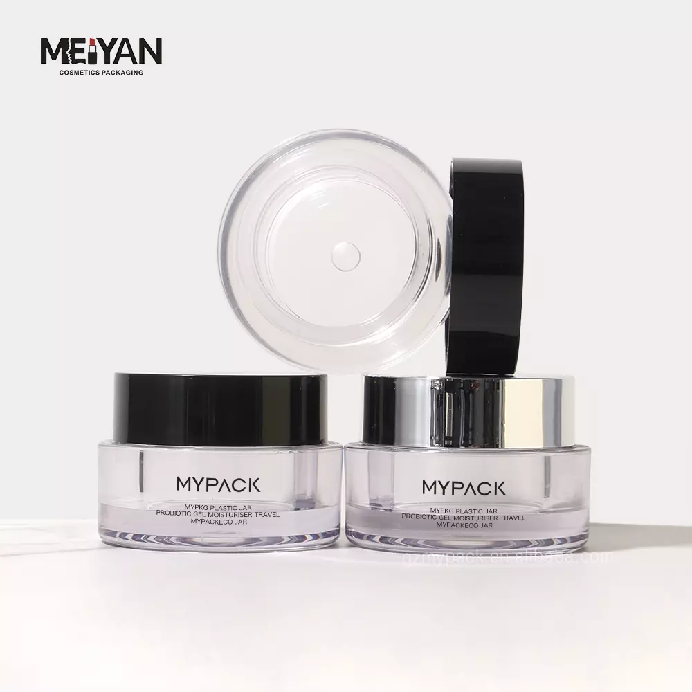 MYPACK custom empty double wall clear skincare round cosmetic acrylic cream jar container 50ml