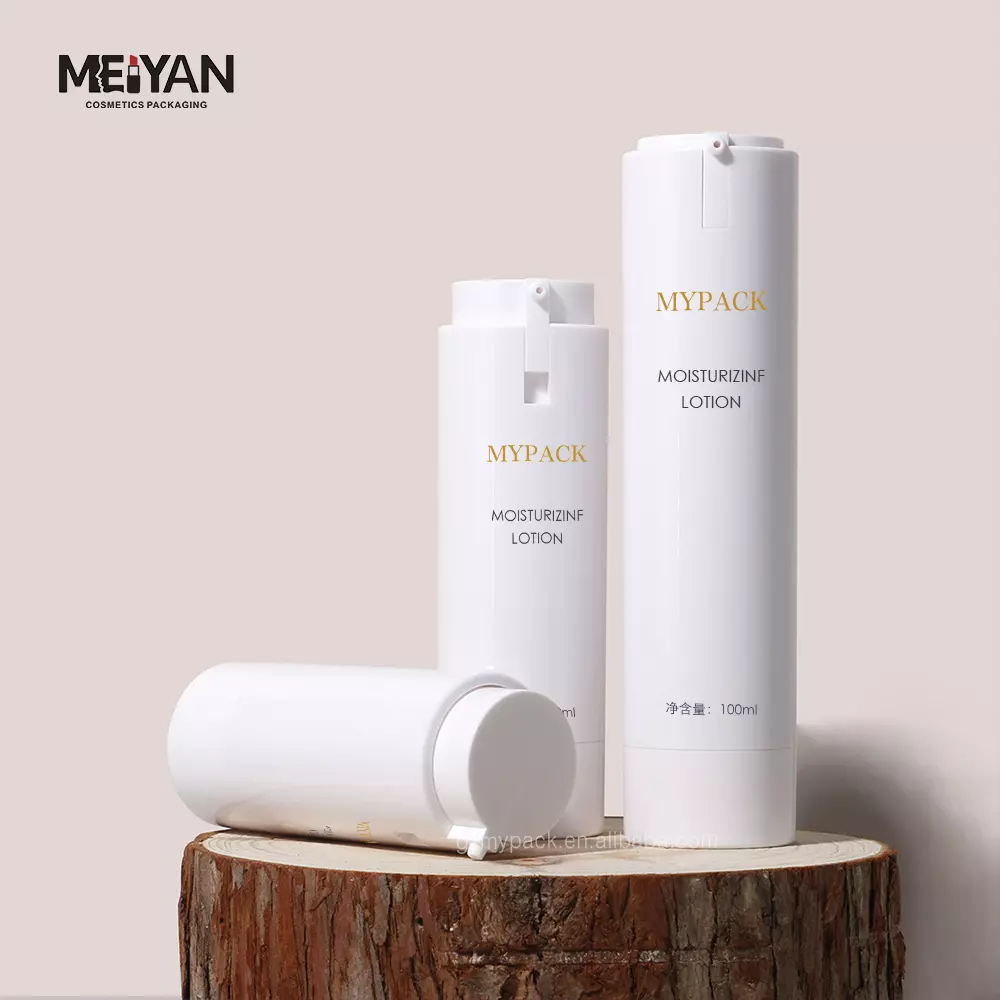 MYPACK luxury ABS 30ml 100ml white replaceable skincare serum essential oil plastic airless pump bottle for cosmetic packaging