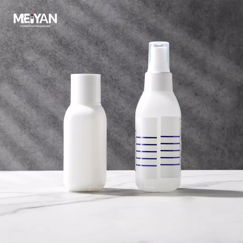 MYPACK custom matte white empty round flat square bottle lotion skin care product set spray bottle with pump 120ml 150ml 180ml