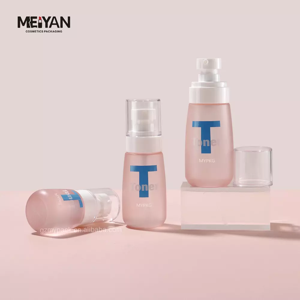 MYPACK customized empty 30ml 50ml 60ml frosted pink plastic travel petg cosmetic packaging bottles with pump