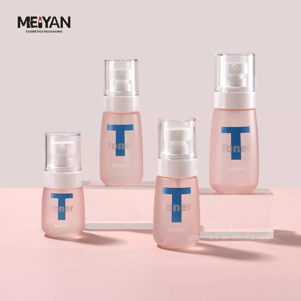 MYPACK customized empty 30ml 50ml 60ml frosted pink plastic travel petg cosmetic packaging bottles with pump