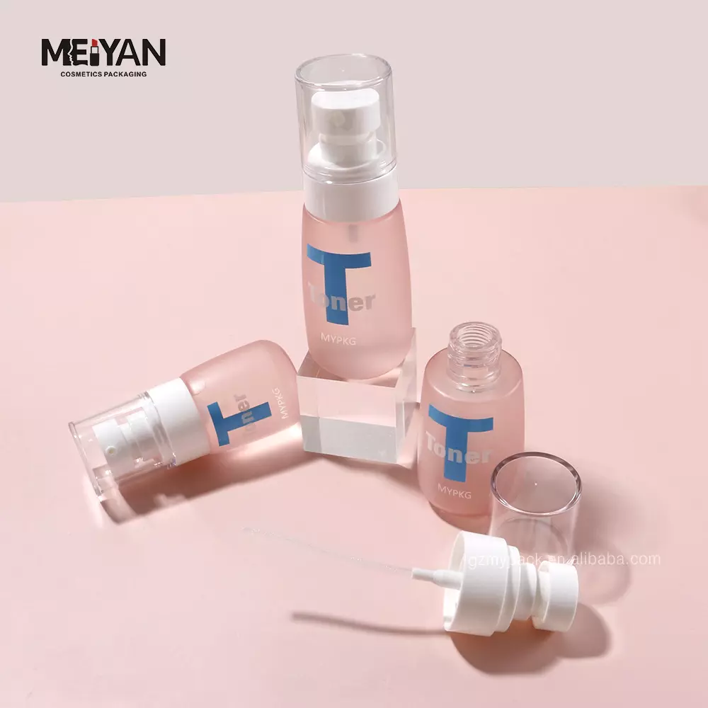 MYPACK customized empty 30ml 50ml 60ml frosted pink plastic travel petg cosmetic packaging bottles with pump