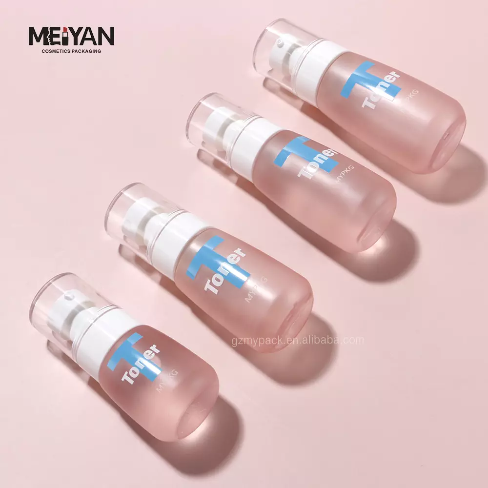 MYPACK customized empty 30ml 50ml 60ml frosted pink plastic travel petg cosmetic packaging bottles with pump