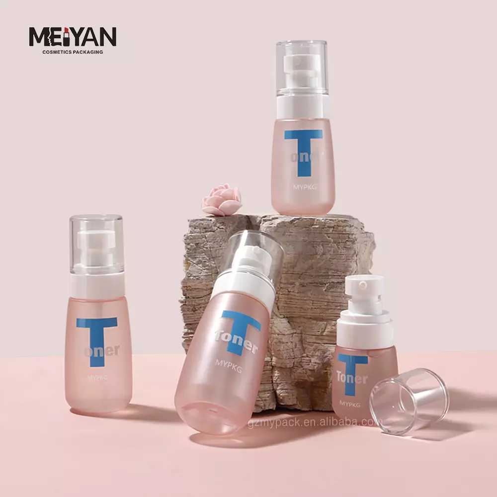 MYPACK customized empty 30ml 50ml 60ml frosted pink plastic travel petg cosmetic packaging bottles with pump