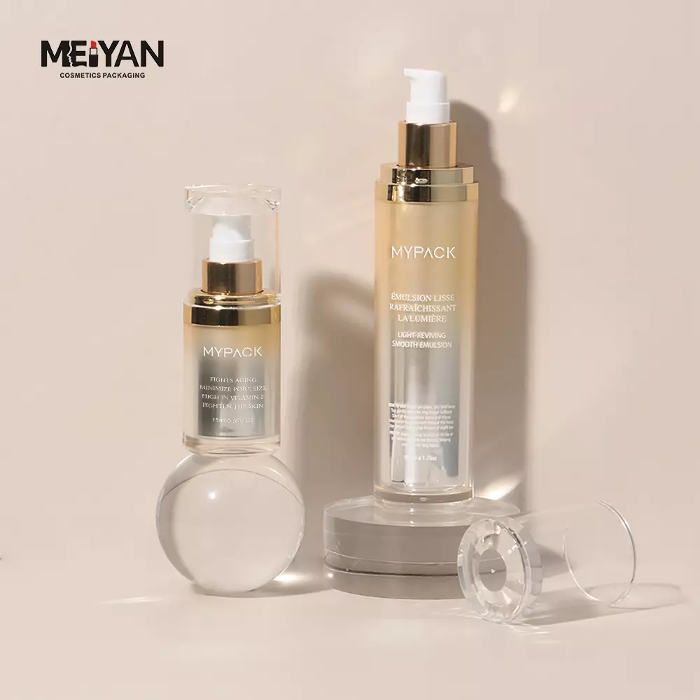 MYPACK luxury 15ml 30ml cosmetic container refillable airless serum moisturizer pump bottle with round diamond cap