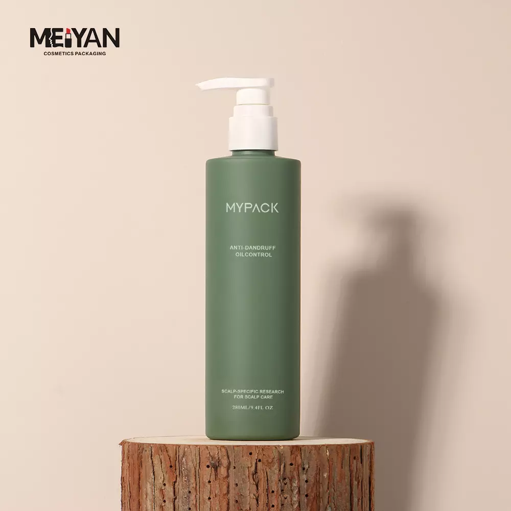 MYPACK olive green eco friendly pet plastic shampoo bottle 300 ml body oil luxury colorful body wash packaging bottles