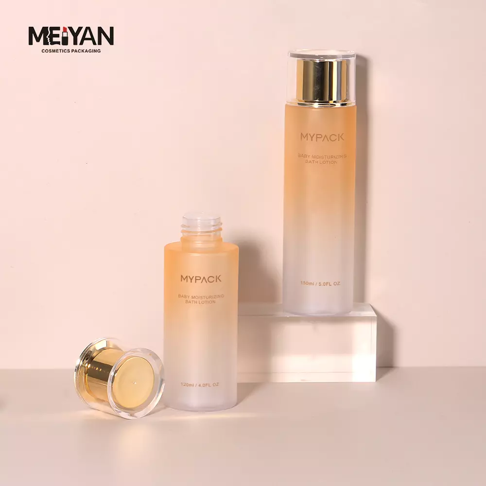 MYPACK translucent frosted pet cosmetics plastic pump bottle 150ml 120ml essencial oil lotion bottles with inner plug