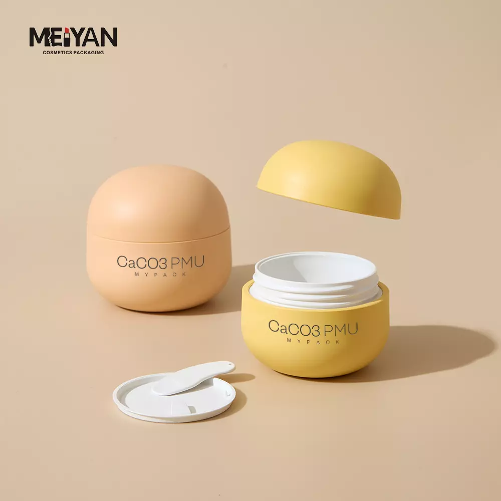 MYPACK matte eco friendly egg shaped skincare package 50ml 30ml refillable double wall round plastic cosmetic cream serum bottle