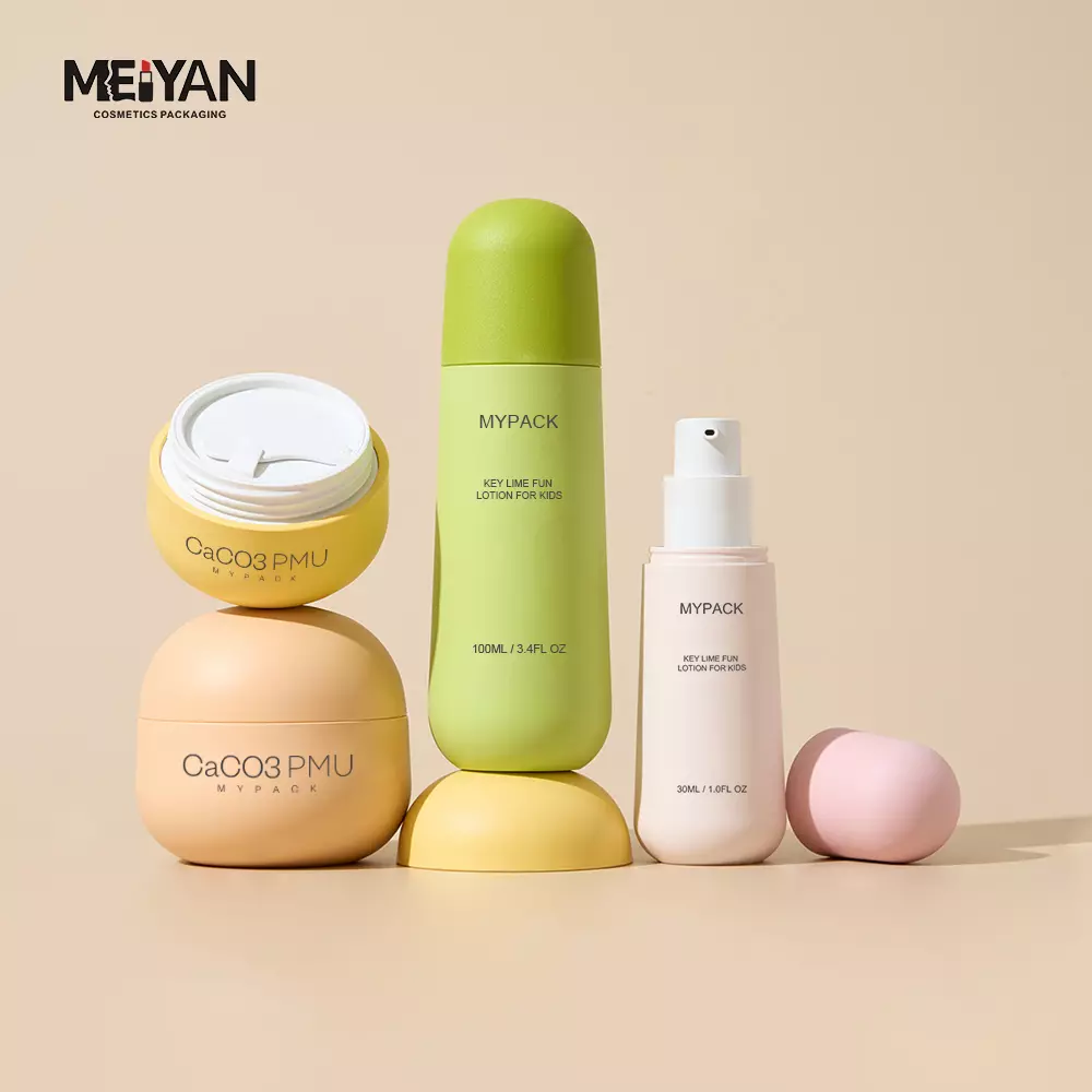 MYPACK fruit colour cute kids modern organic matte cosmetic skincare lotion serum oil bottle cream jar packaging 30g 50g 100g