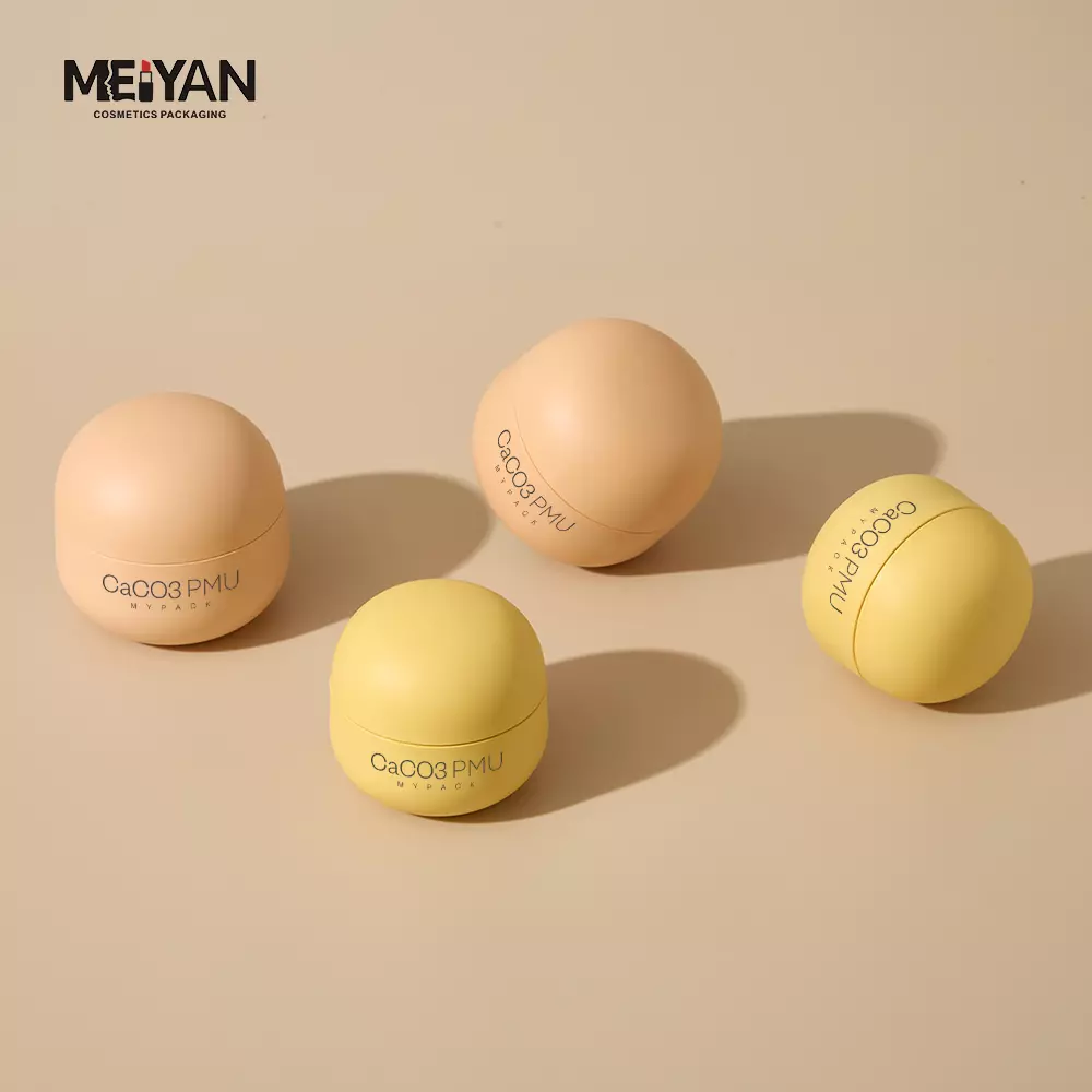 MYPACK matte eco friendly egg shaped skincare package 50ml 30ml refillable double wall round plastic cosmetic cream serum bottle