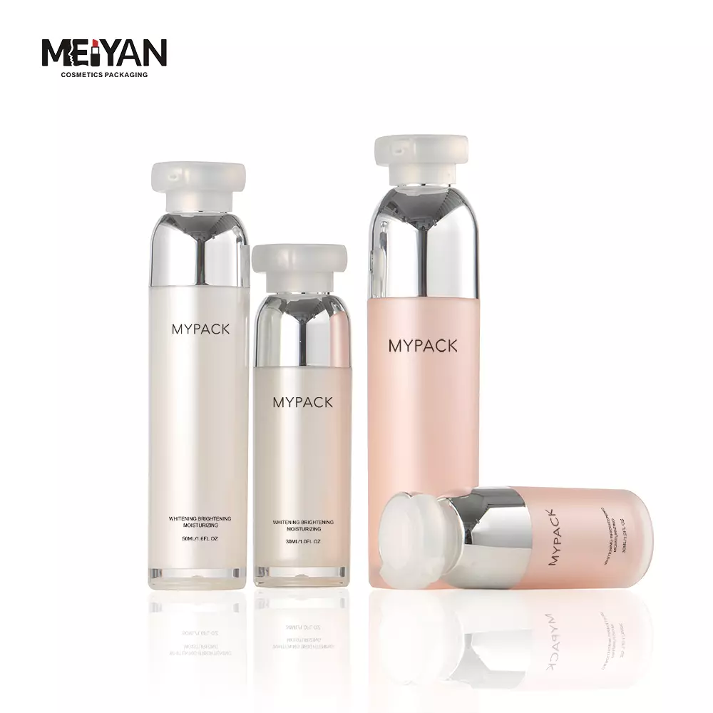 MYPACK custom pink acrylic eco friendly 30ml 50ml airless lotion pump bottles for cosmetic skin care serum