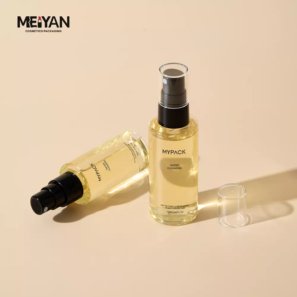 MYPACK custom transparent empty cosmetic facial body pet plastic mist spray bottle lotion pump bottles 60ml 100ml