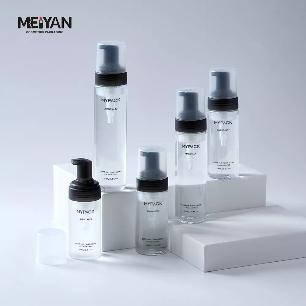 MYPACK empty clear foam pump plastic bottle 250ml 120ml 5oz 150ml cylinder plastic hand wash shampoo bottle with foaming pump