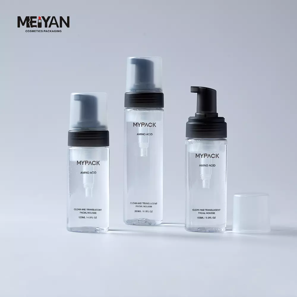 MYPACK custom clear pet empty mousse soap foam bottle cosmetic facial cleanser wash gel pump 100ml 300ml