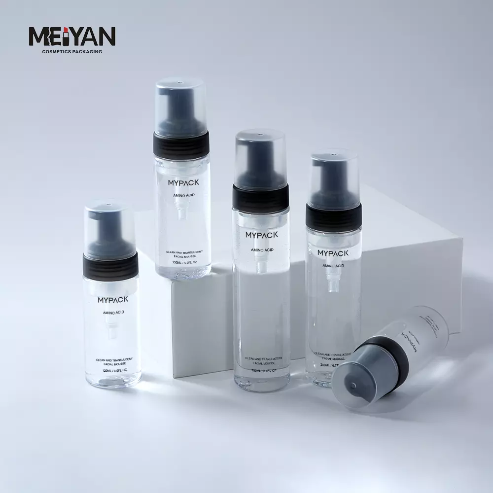 MYPACK custom clear pet empty mousse soap foam bottle cosmetic facial cleanser wash gel pump 100ml 300ml