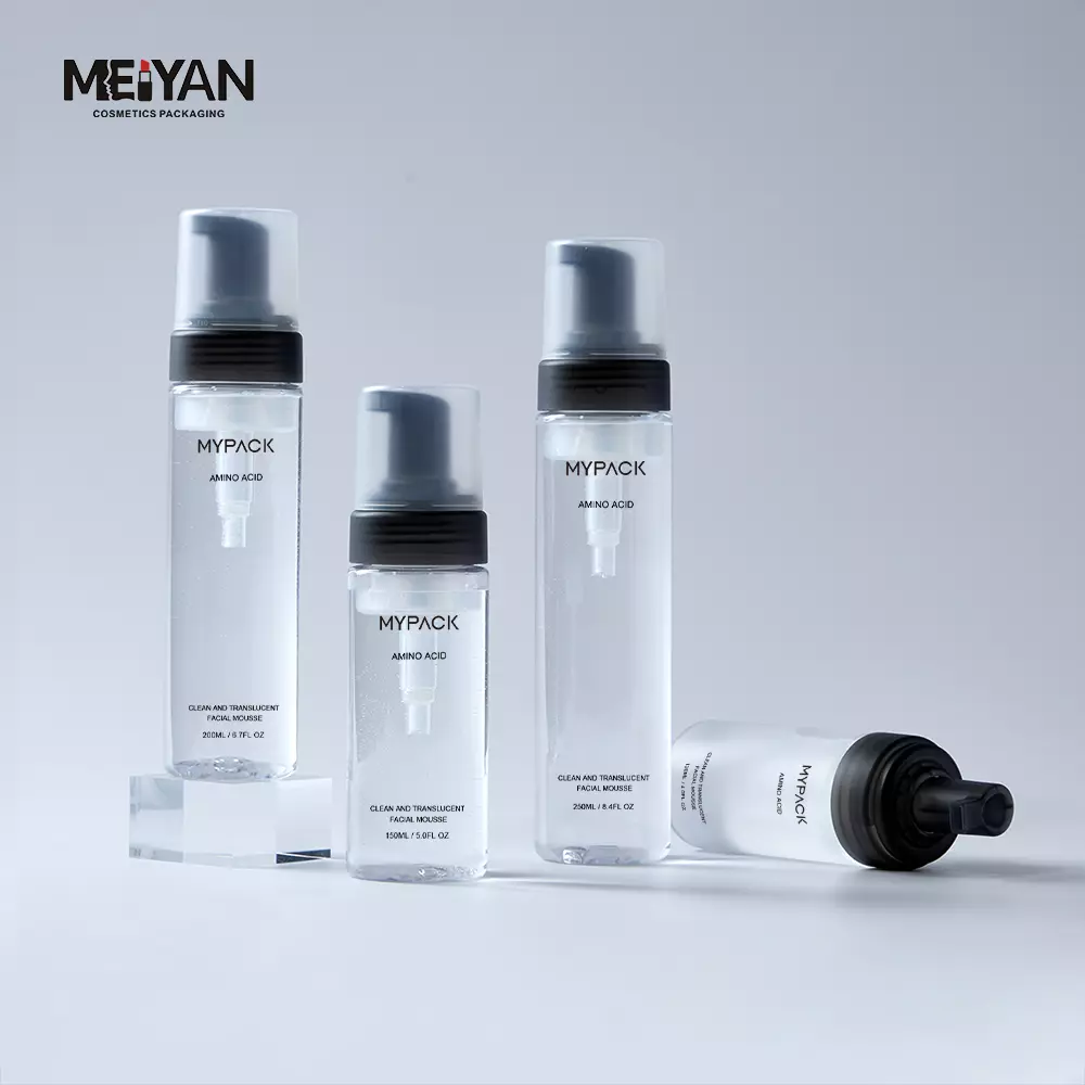 MYPACK custom clear pet empty mousse soap foam bottle cosmetic facial cleanser wash gel pump 100ml 300ml