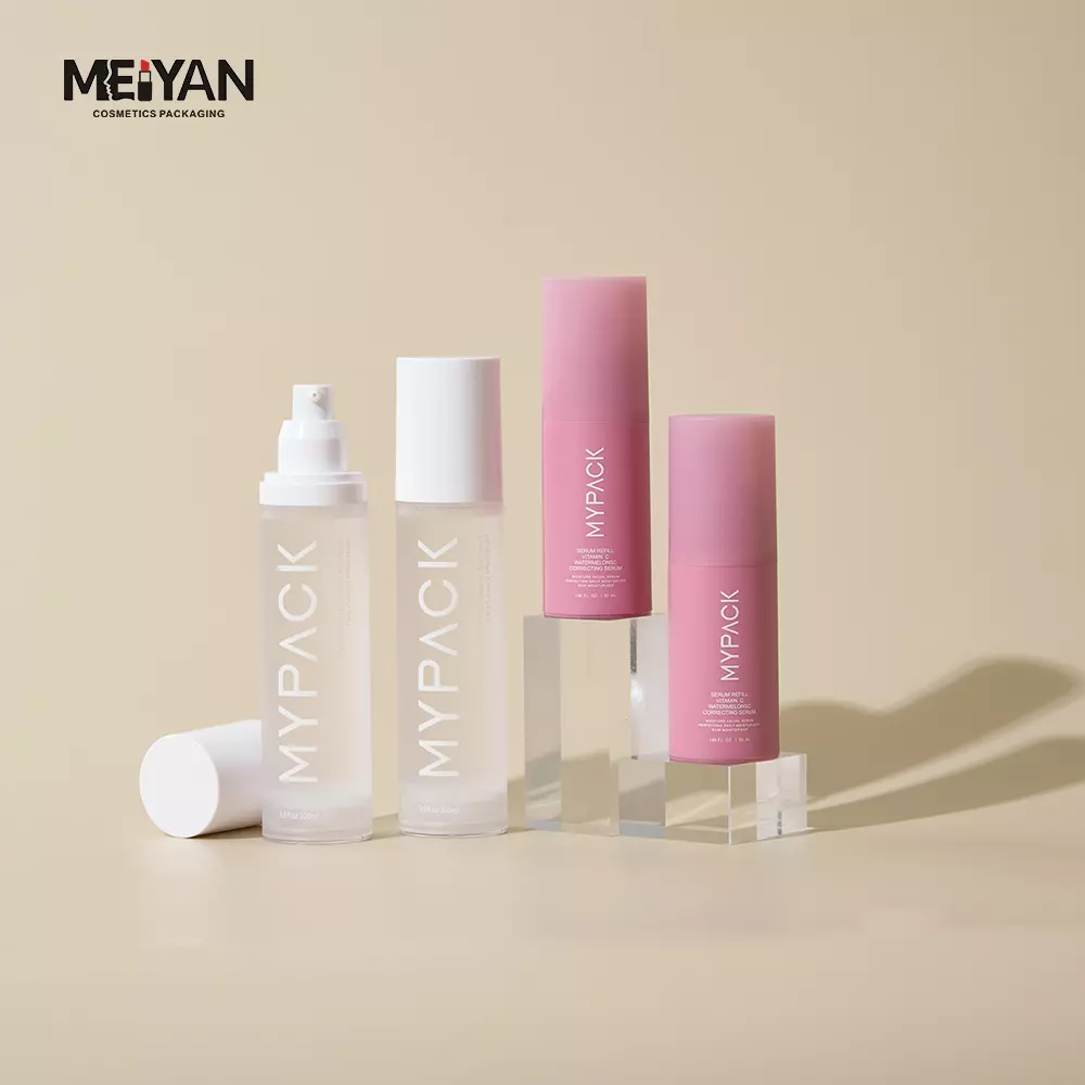 MYPACK luxury frosted plastic translucent airless sunscreen cream serum lotion fine mist spray pump bottles 50ml 80ml 100ml