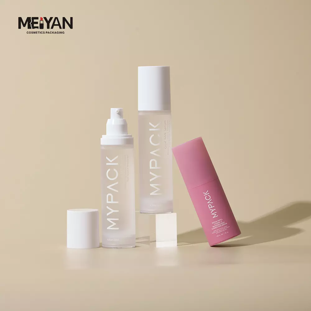 MYPACK luxury frosted plastic translucent airless sunscreen cream serum lotion fine mist spray pump bottles 50ml 80ml 100ml