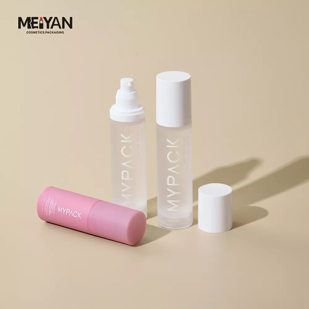 MYPACK luxury frosted plastic translucent airless sunscreen cream serum lotion fine mist spray pump bottles 50ml 80ml 100ml