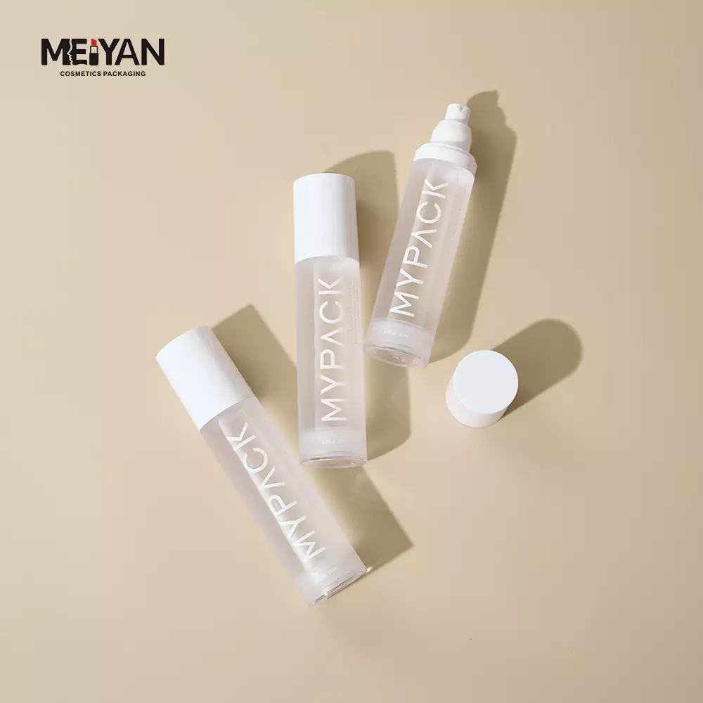 MYPACK luxury frosted plastic translucent airless sunscreen cream serum lotion fine mist spray pump bottles 50ml 80ml 100ml