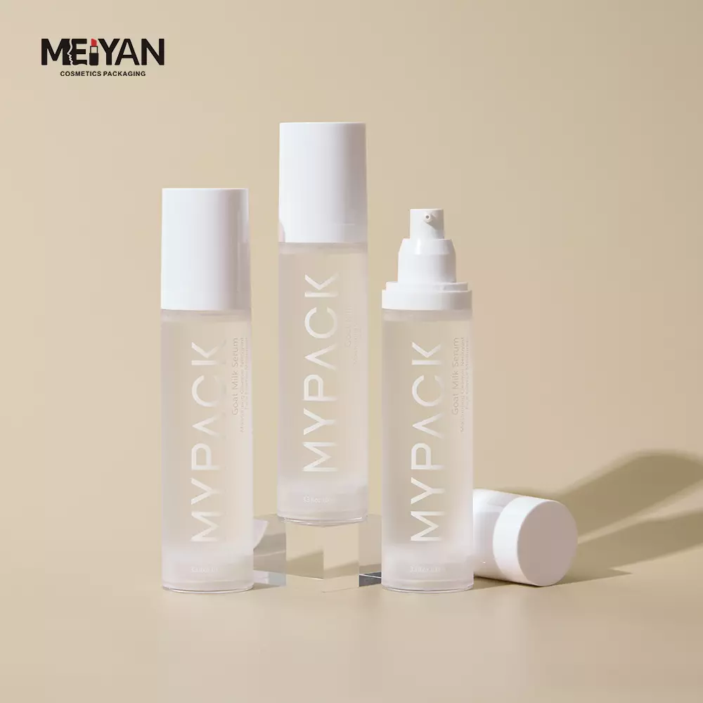 MYPACK luxury frosted plastic translucent airless sunscreen cream serum lotion fine mist spray pump bottles 50ml 80ml 100ml