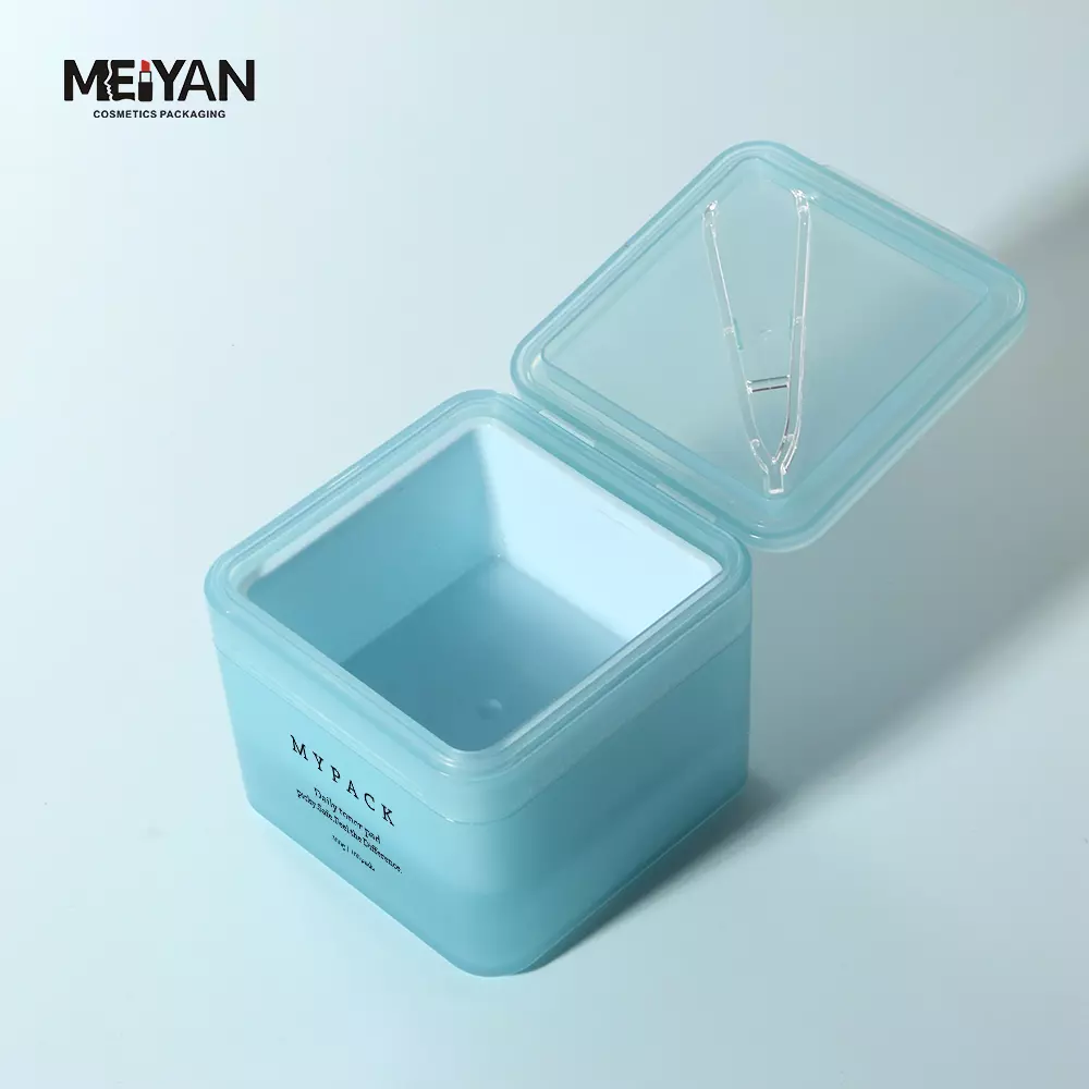 MYPACK 200g 300g frosted pp new square shape skincare cosmetic plastic toner pad jar with flip top cap