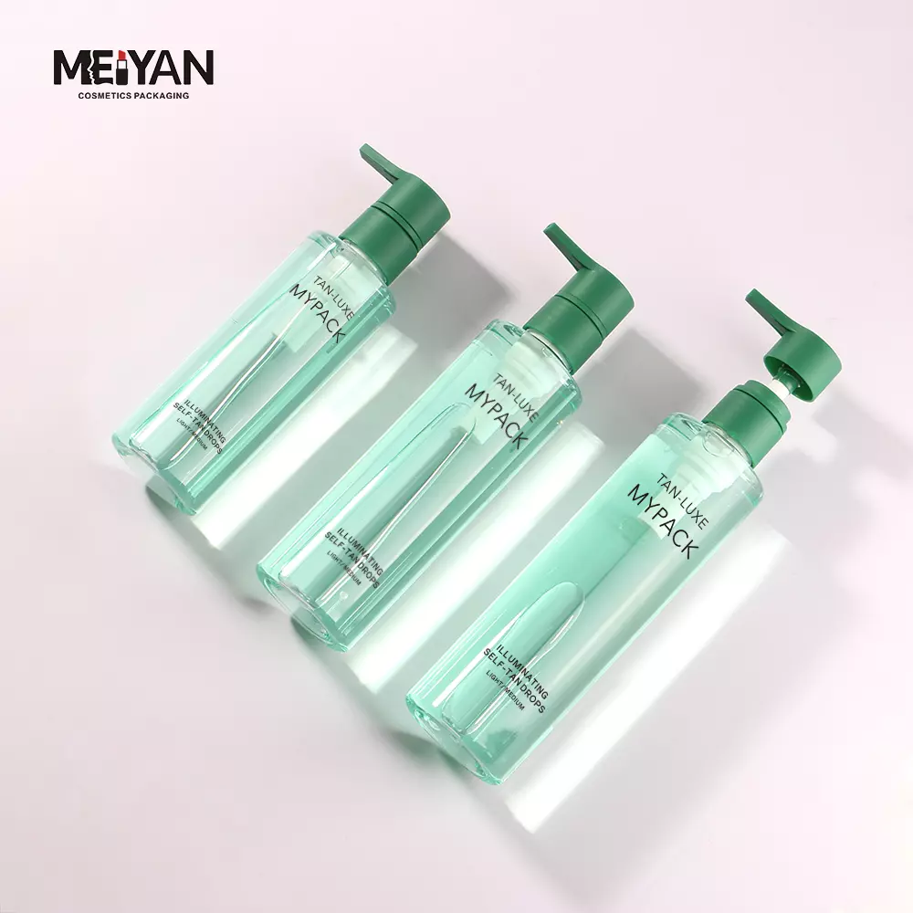 MYPACK custom round clear empty pet plastic 150ml 300ml cosmetic packaging facial skincare bottle with pump