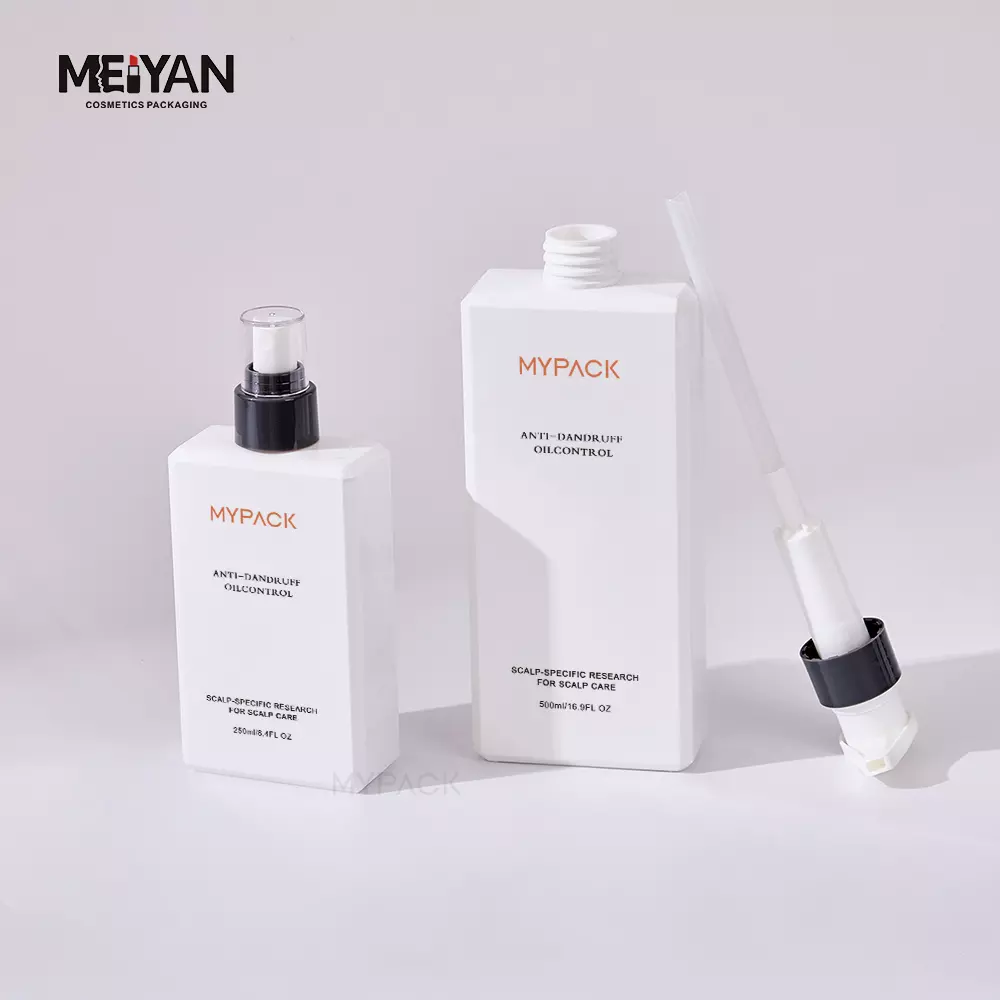 MYPACK white petg plastic square empty cosmetic lotion gel flat mist spray bottle sustainable skincare with pump 120ml 500ml