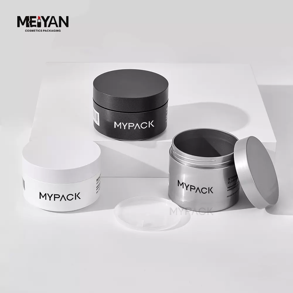 MYPACK cosmetic jar sets matte black frosted luxury custom logo skin care plastic shampoo facial care packaging set 200ml 300ml