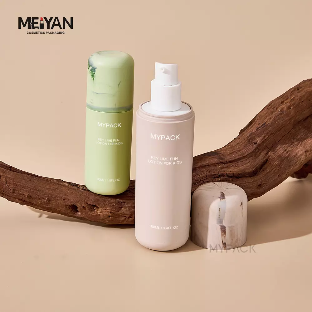 luxury new design 30ml 50ml 100ml replaceable eco friendly baby skincare lotion cosmetic bottle and cream jars packaging set