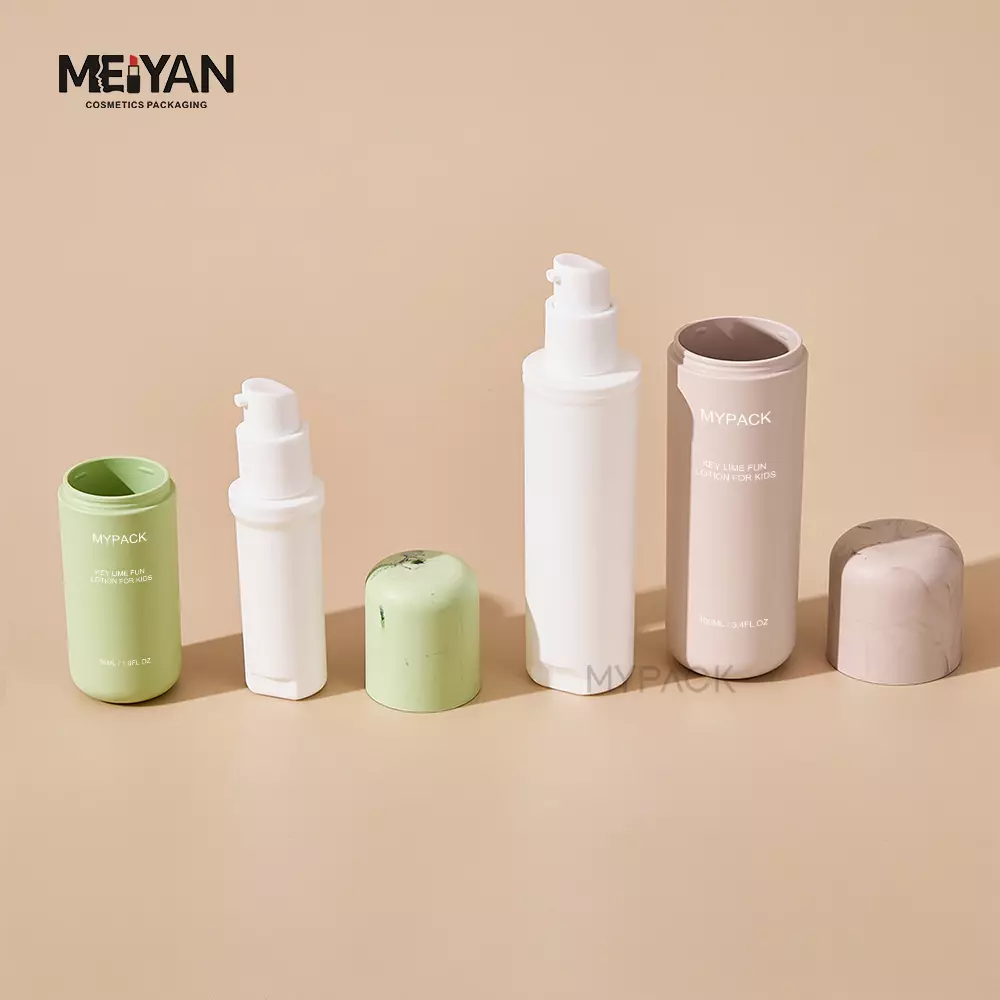 luxury new design 30ml 50ml 100ml replaceable eco friendly baby skincare lotion cosmetic bottle and cream jars packaging set