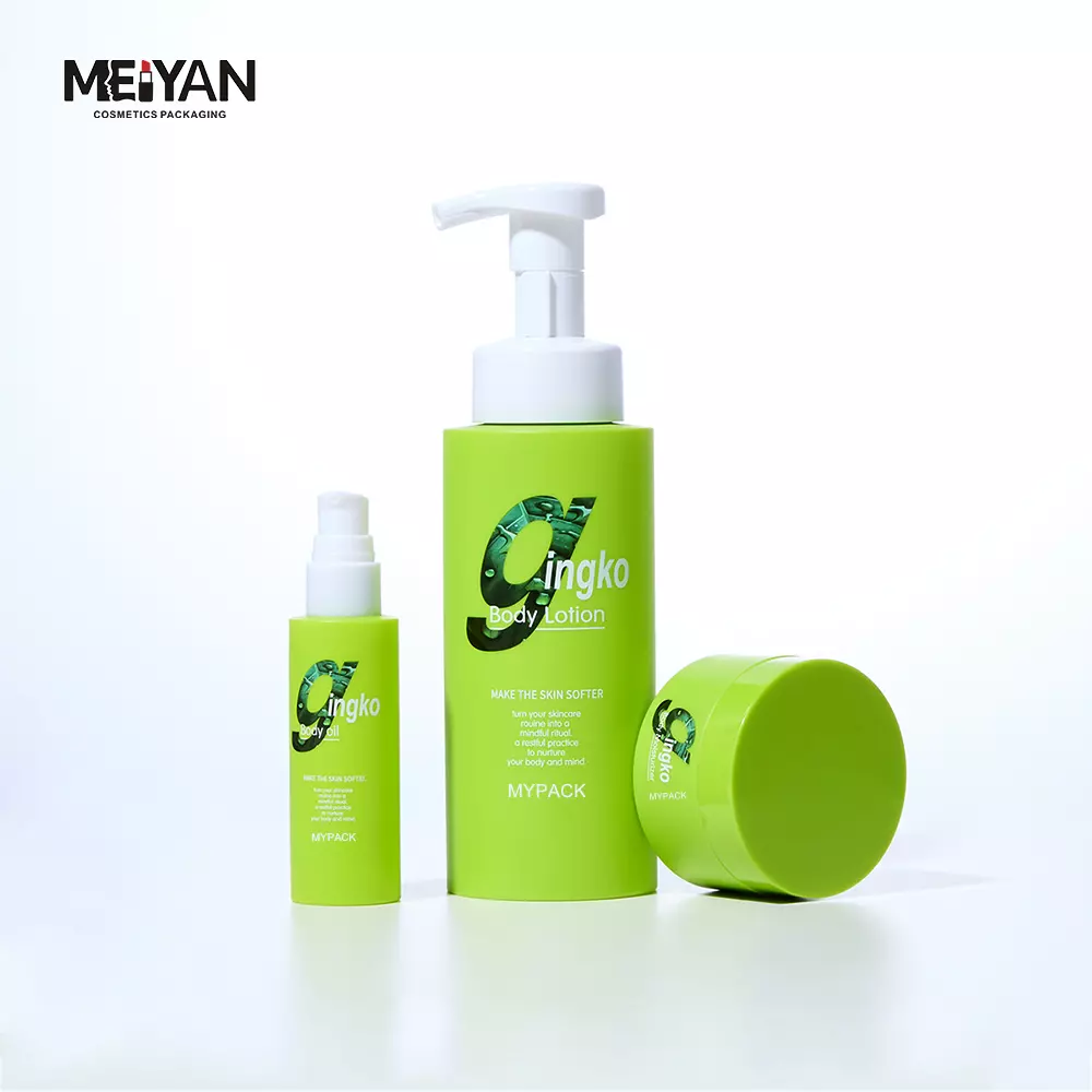 MYPACK luxury frosted green plastic square cosmetics shampoo hand soap body cream shower gel pump bottle 200ml 300ml 500ml