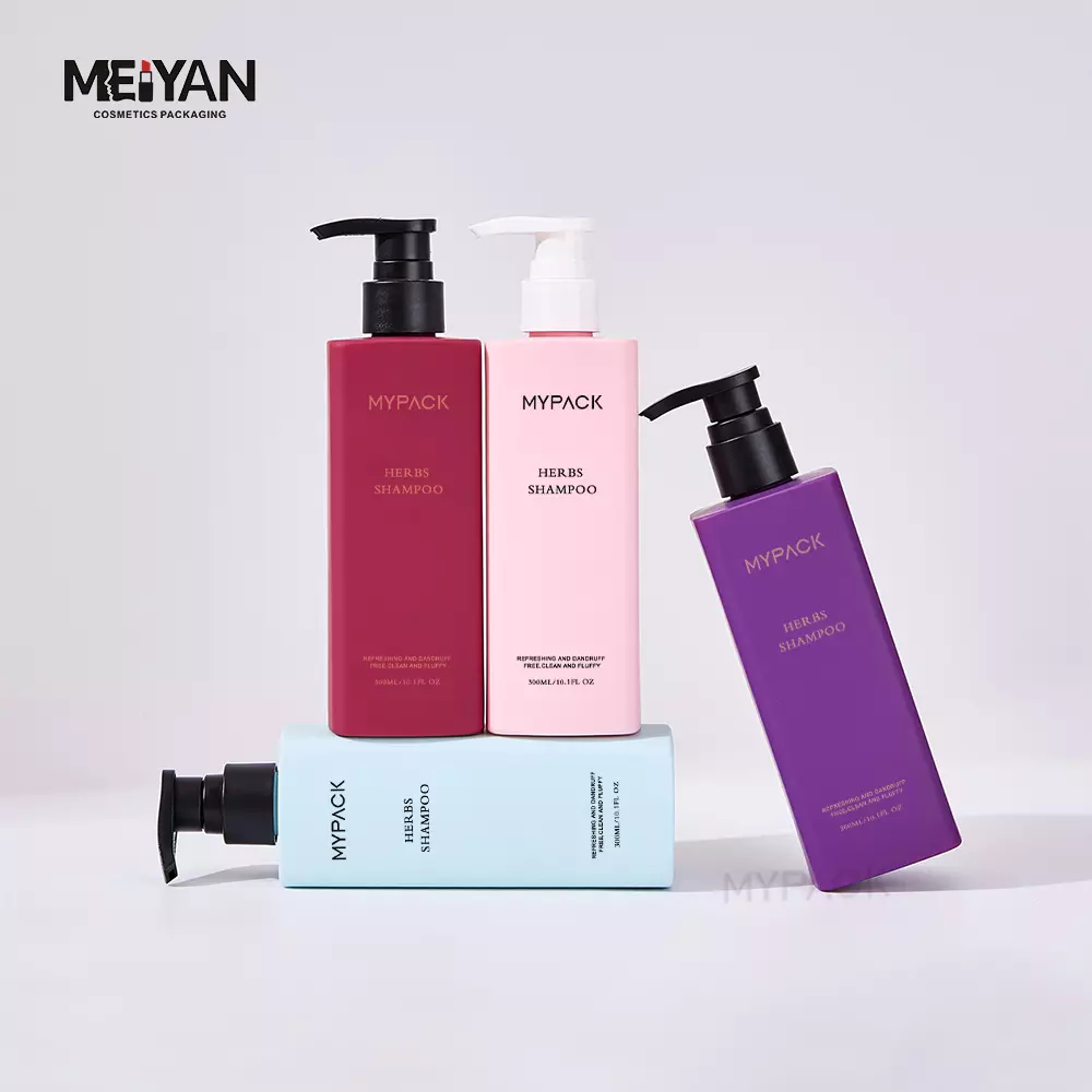 MYPACK custom pet plastic empty 250ml 300ml flat square skincare shampoo body lotion pump bottle