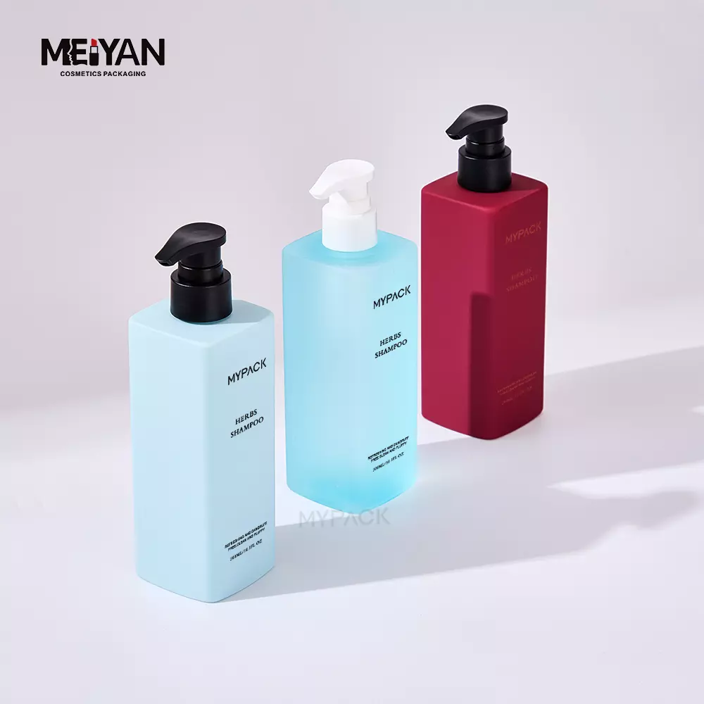 MYPACK custom pet plastic empty 250ml 300ml flat square skincare shampoo body lotion pump bottle