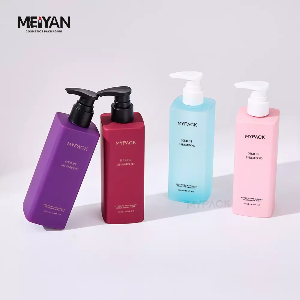 MYPACK custom pet plastic empty 250ml 300ml flat square skincare shampoo body lotion pump bottle