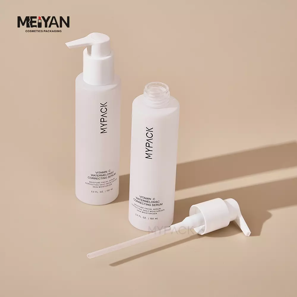 MYPACK matte white frosted pet 6oz pump bottle 150ml semi transparent empty bottles for face cream skincare products