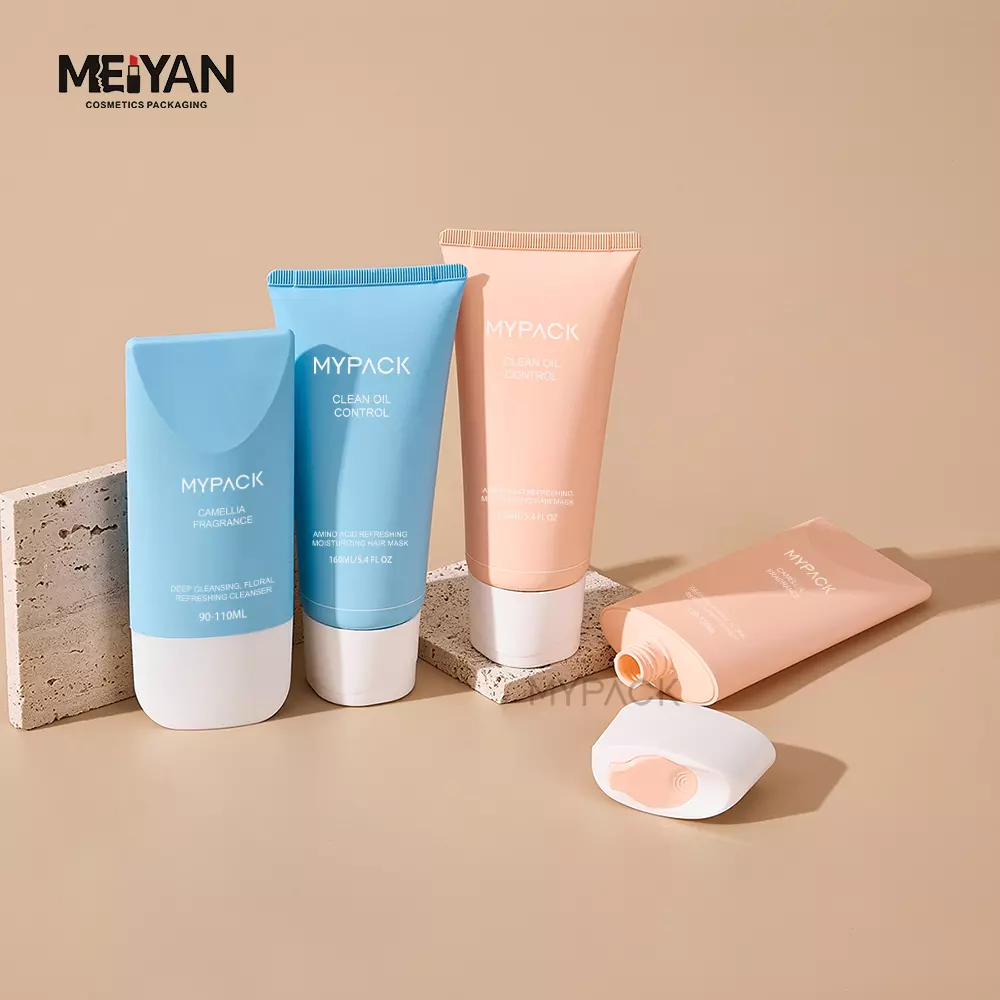 MYPACK luxury unique pp flat empty 150ml hand cream lotion sunscreen plastic cosmetic soft squeeze tube with cap