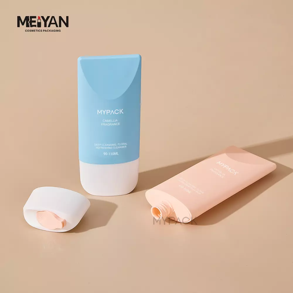 MYPACK luxury unique pp flat empty 150ml hand cream lotion sunscreen plastic cosmetic soft squeeze tube with cap